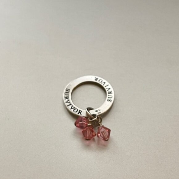 Silpada-like Sterling Silver Survivor Circle pendant with pink dangles - Picture 2 of 2